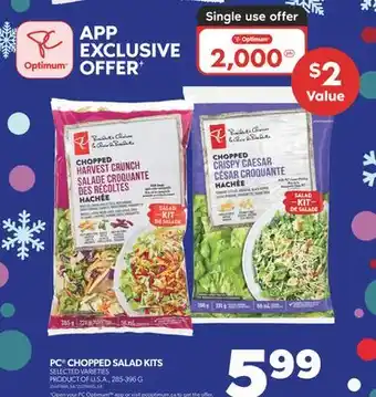 Real Canadian Superstore Pc chopped salad kits, 285-396 g offer