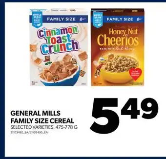 Real Canadian Superstore General mills family size cereal, 475-778 g offer