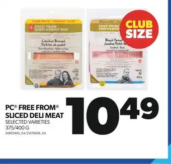 Real Canadian Superstore Pc free from sliced deli meat, 375/400 g offer