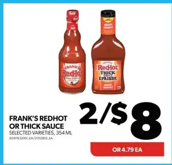 Real Canadian Superstore Frank's redhot or thick sauce, 354 ml offer