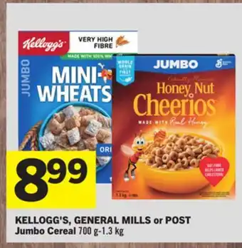 Foodland Kellogg's, general mills or post jumbo cereal 700 g - 1.3 kg offer