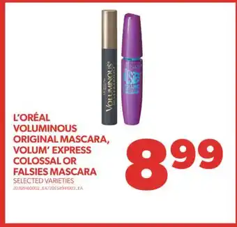 Real Canadian Superstore L'oréal voluminous original mascara, volum' express colossal or falsies mascara offer