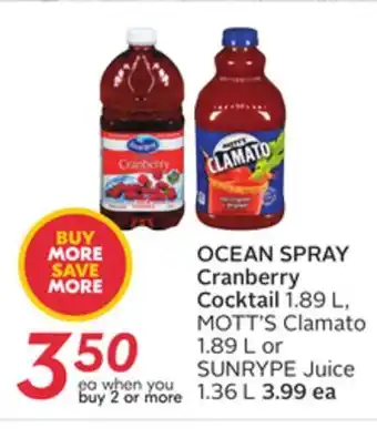 Sobeys Ocean spray cranberry cocktail offer