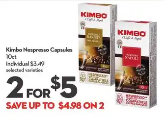 Longo's Kimbo nespresso capsules offer