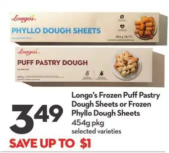Longo's Longo's frozen puff pastry dough sheets or frozen phyllo dough sheets offer