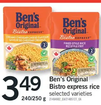 Fortinos Ben's original bistro express rice 240/250 g offer