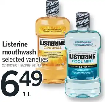 Fortinos Listerine mouthwash 1 l offer