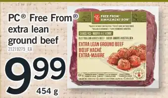 Fortinos Pc free from extra lean ground beef 454 g offer