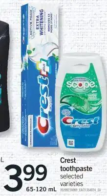 Fortinos Crest toothpaste offer