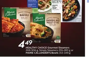 Sobeys Healthy choice gourmet steamers offer
