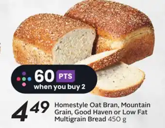 Sobeys Homestyle oat bran, mountain grain, good haven or low fat multigrain bread offer