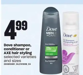 Loblaws Dove shampoo, conditioner or axe hair styling offer