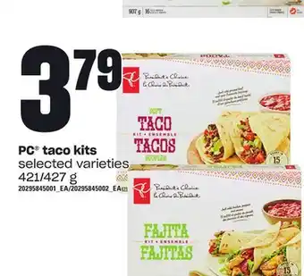 Loblaws Pc taco kits, 421/427 g offer