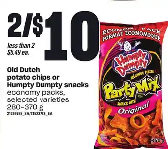 Loblaws Old dutch potato chips or humpty dumpty snacks, 280-370 g offer