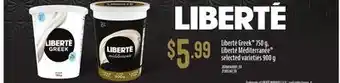 Loblaws Liberté greek , 750 g, liberté méditerranée , 900 g offer