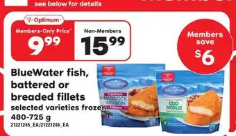Loblaws Bluewater fish, battered or breaded fillets, 480-725 g offer