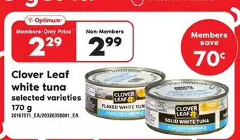 Loblaws Clover leaf white tuna, 170 g offer