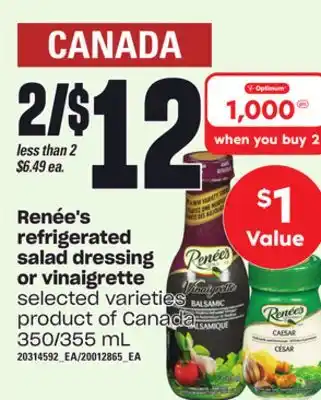 Loblaws Renée's refrigerated salad dressing or vinaigrette, 350/355 ml offer