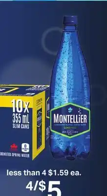 Loblaws Montellier carbonated natural spring water, 10x355 ml or 1 l offer