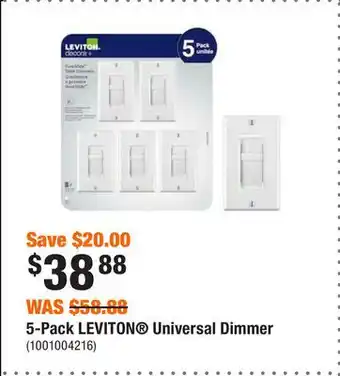 Home Depot 5-pack leviton universal dimmer offer