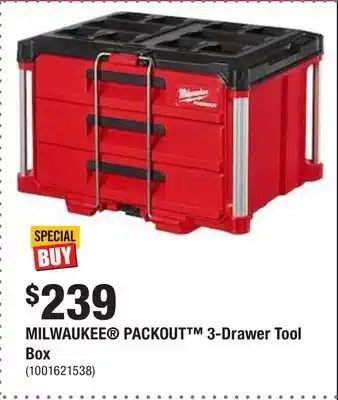 Home Depot Milwaukee packout 3-drawer tool box offer