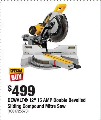 Home Depot Dewalt 12 15 amp double bevelled sliding compound mitre saw offer