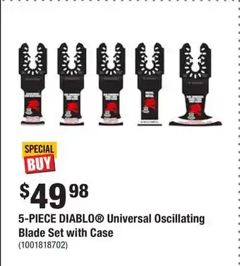 Home Depot 5-piece diablo universal oscillating blade set with case offer