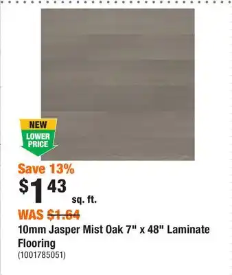 Home Depot 10mm jasper mist oak 7 x 48 laminate flooring offer