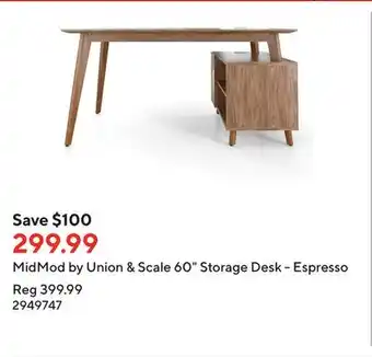 Staples Midmod by union & scale 60 storage desk - espresso offer