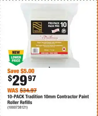 Home Depot 10-pack tradition 10mm contractor paint roller refills offer