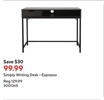 Staples Simply writing desk - espresso offer