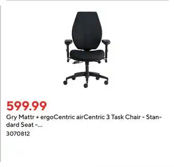 Staples Gry mattr + ergocentric aircentric 3 task chair - standard seat - black offer