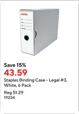 Staples Staples binding case - legal #3, white, 6 pack offer