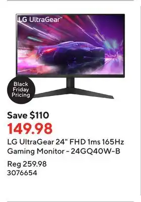 Staples Lg ultragear 24 fhd 1ms 165hz gaming monitor - 24gq40w-b offer