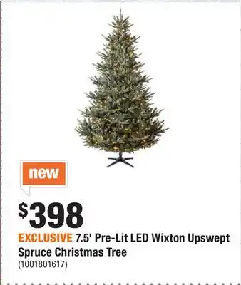 Home Depot Exclusive 7.5' pre-lit led wixton upswept spruce christmas tree offer