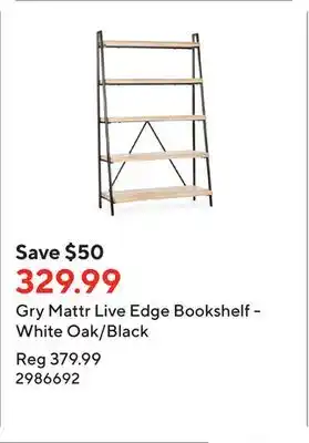 Staples Gry mattr live edge bookshelf - white oak/black offer