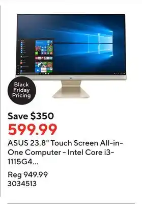Staples Asus 23.8 touch screen all-in-one computer - intel core i3-1115g4 - 512gb ssd - 8gb ram - windows 11 home offer