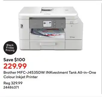 Staples Brother mfc-j4535dw inkvestment tank all-in-one colour inkjet printer offer