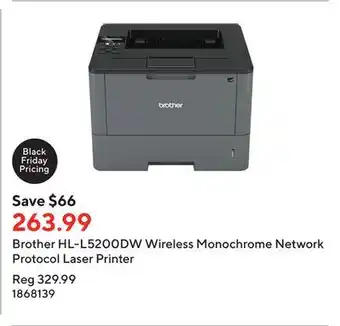 Staples Brother hl-l5200dw wireless monochrome network protocol laser printer offer