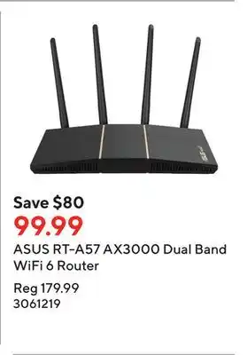Staples Asus rt-a57 ax3000 dual band wifi 6 router offer