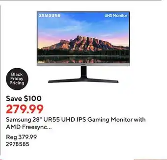 Staples Samsung 28 ur55 uhd ips gaming monitor with amd freesync technology - lu28r550u offer