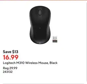 Staples Logitech m310 wireless mouse, black offer