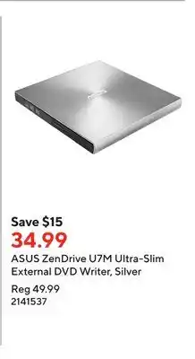 Staples Asus zendrive u7m ultra-slim external dvd writer, silver offer