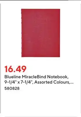 Staples Blueline miraclebind notebook, 9-1/4 x 7-1/4, assorted colours, 150 pages offer