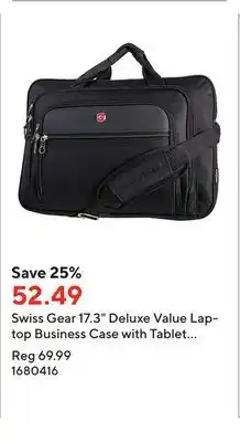 Staples Swiss gear 17.3 deluxe value laptop business case with tablet pocket, black offer