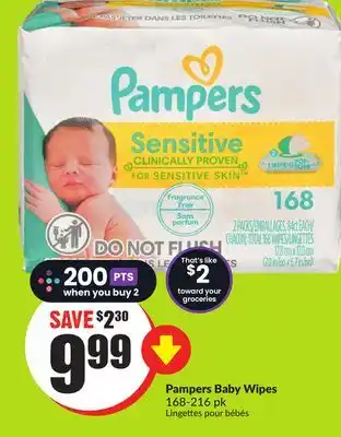 FreshCo Pampers baby wipes 168-216 pk offer