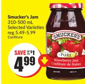 FreshCo Smucker's jam 310-500 ml selected varieties offer