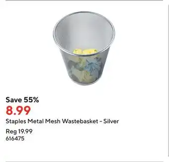 Staples Staples metal mesh wastebasket - silver offer