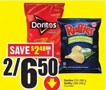 FreshCo Doritos 210-280 g ruffles 180-200 g offer