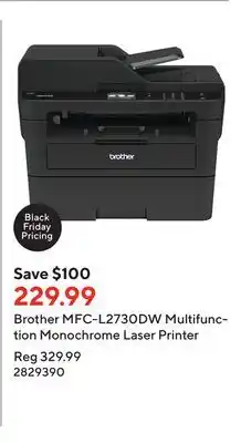 Staples Brother mfc-l2730dw multifunction monochrome laser printer offer
